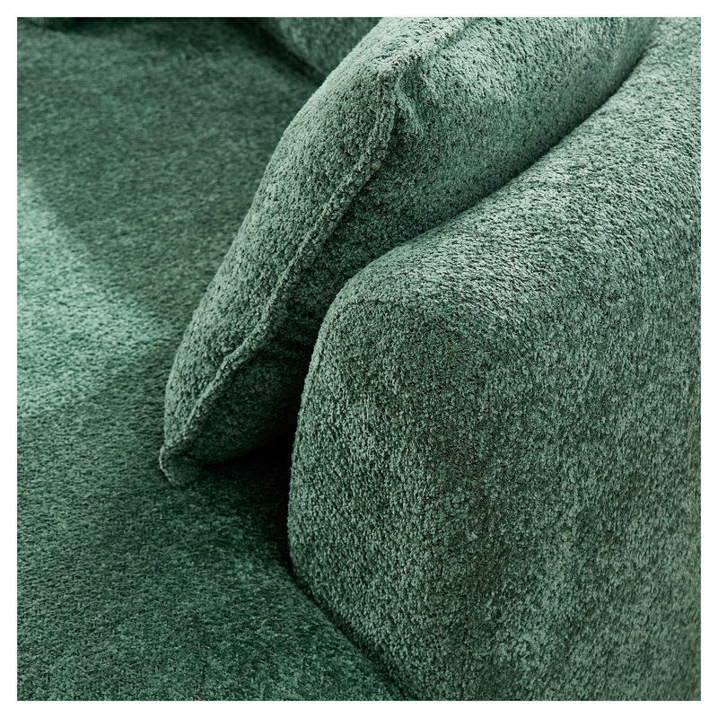 Très grand canapé modulaire Boucle avec méridienne gauche, canapé vert moderne Mid-Century pour le salon
