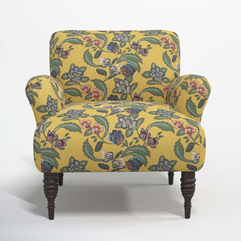 Allura 32'' Wide Cotton Armchair, Libby Floral Gold