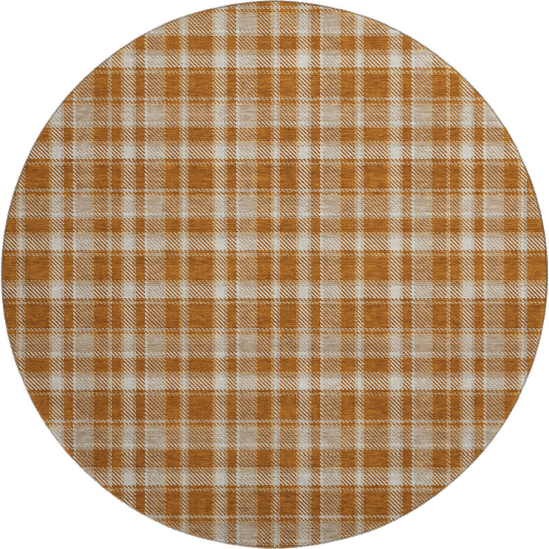 Premium Machine Washable Cerrito AMF563 Paprika Rug, Round 8'