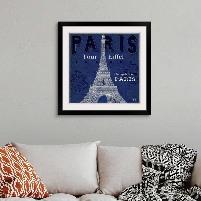 « blueprint tour eiffel » par sue schlabach, impression, Cadre noir, H 32 po x l 32 po x P 1 po