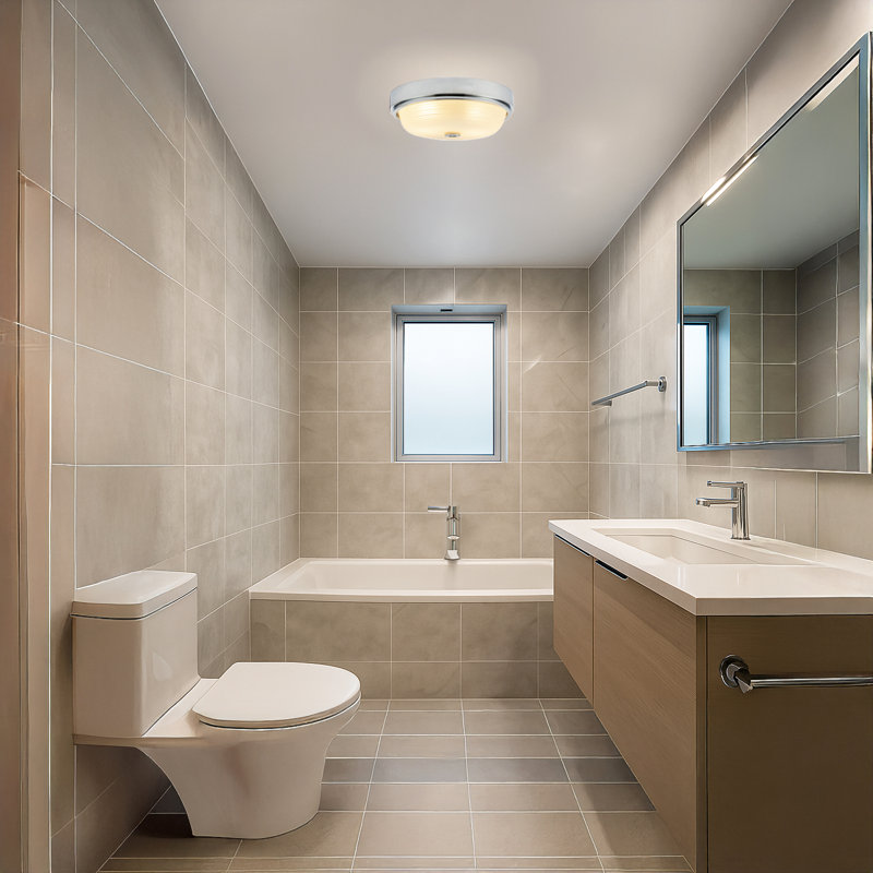 Glass Flush Mount, Chrome
