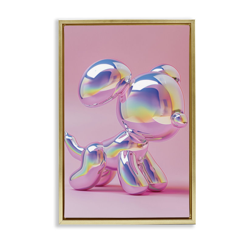 Cadre flottant rose et irisé pour chien tendance, design par LSR Design Studio, H 31 po x l 21 po