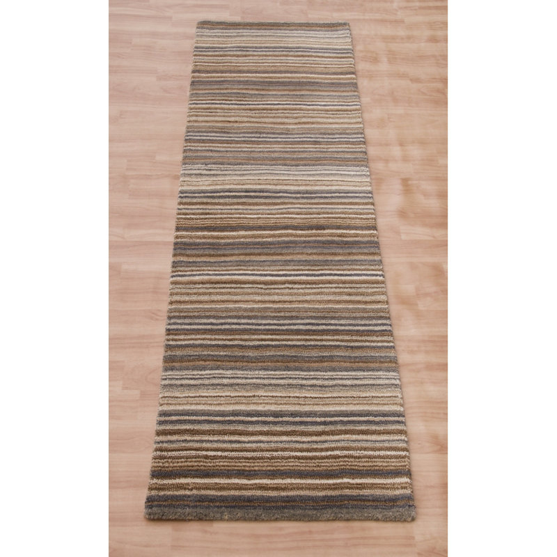 Tarren Striped Wool Area Rug, Runner 60 x 230cm