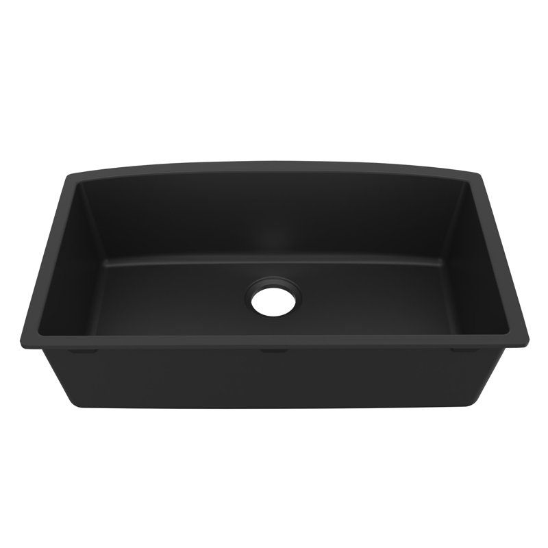 Karran Undermount Quartz Composite 32'' X 19-1/2'' Single Bowl Kitchen Sink, Black