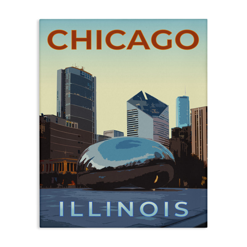 Toile Chicago Bean Landmark, design par Victoria Barnes, H 40 po x l 30 po