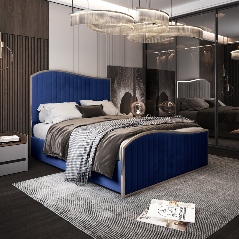 Anastos Upholstered Bed, Blue, Kingsize (5')