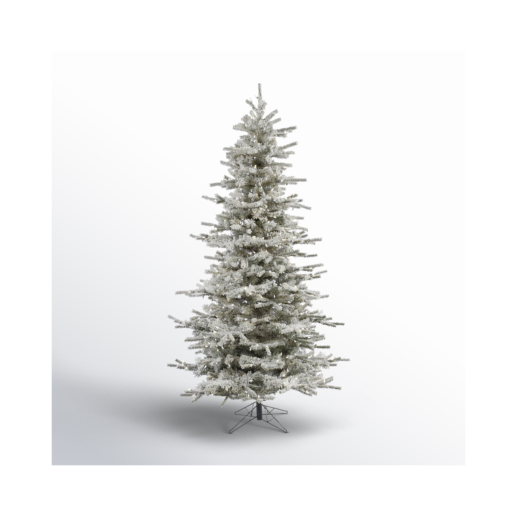 Flocked Modern Artificial Fir Christmas Tree Slim, 6.5' H