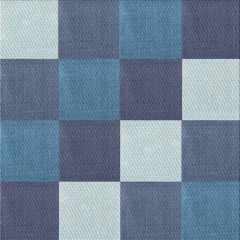 Tapis bleu/gris à motifs, Carré 5 pi