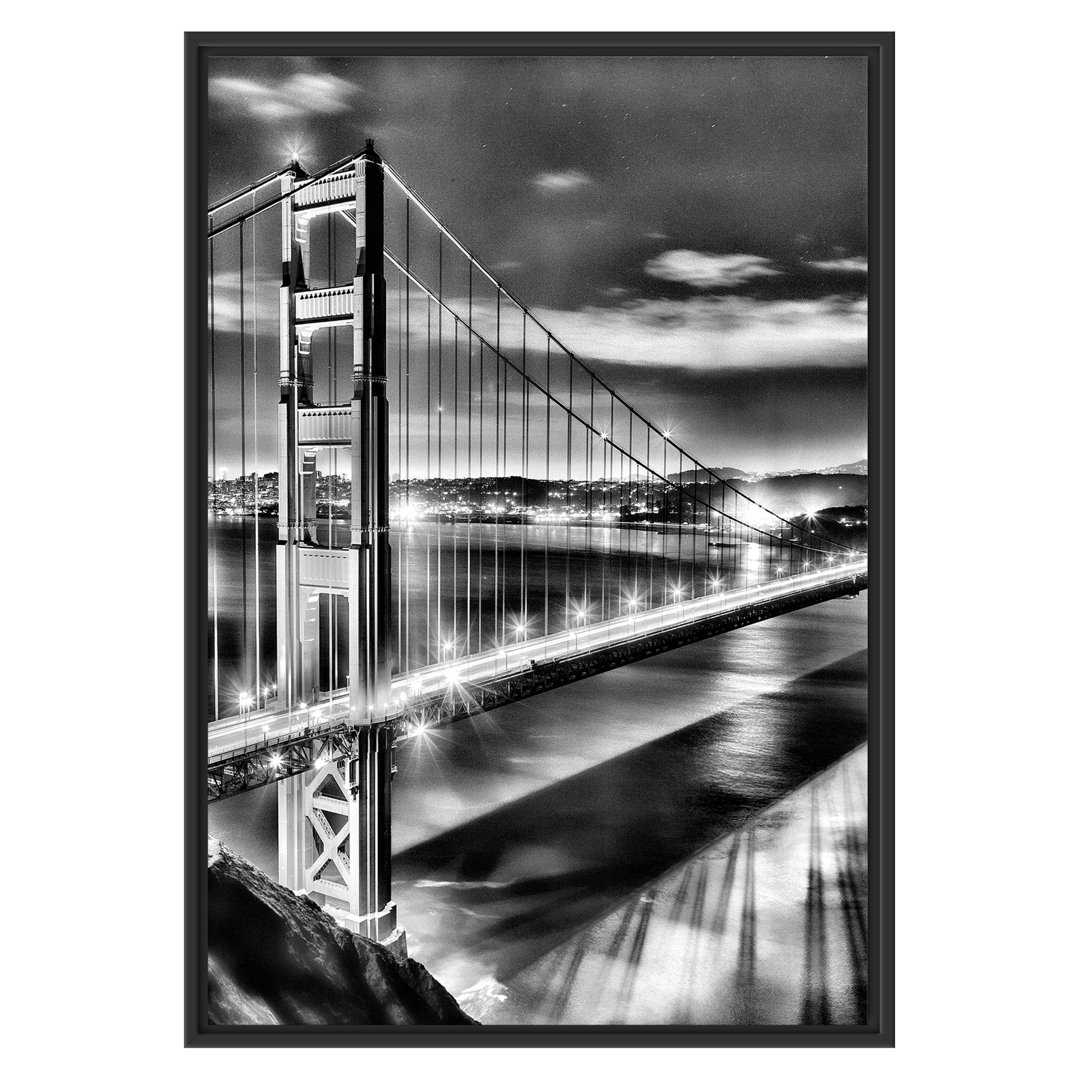 Gerahmtes Wandbild Golden Gate Bridge bei Nacht