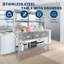 Table de travail 71 po x 24 po NSF en acier inoxydable avec tiroirs et porte-serviettes en papier, table de préparation commerciale 840LBS avec tablette inférieure et pieds réglables pour la cuisine, le garage et l'entrepôt