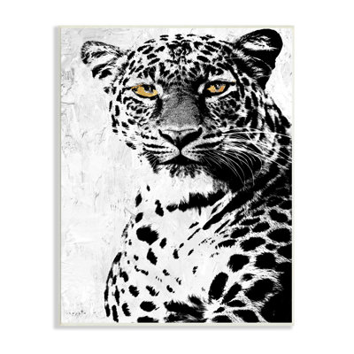 «Strong Leopard Portrait», safari moderne, animal noir surdimensionné, giclée sur toile encadrée par Sophie, art texturé 6