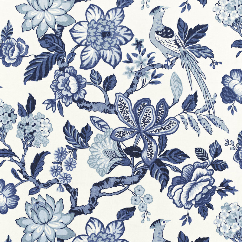 Tissu Schumacher x Timothy Corrigan Huntington Gardens, Bleu marine