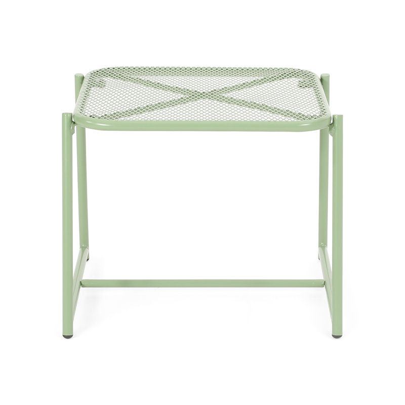 Table d'appoint en fer 15,5 po H, moderne avec ornement en maille, l 19,73 po x P 17,78 po, H 7,69 po, Vert
