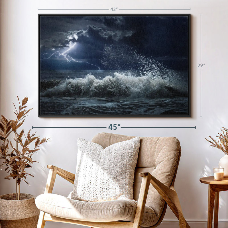 Plage «Seascape Lightning Storm Wall Art», H 29 po x l 43 po