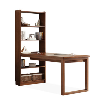 Bureau de direction en L en bois massif avec tiroirs Cerise