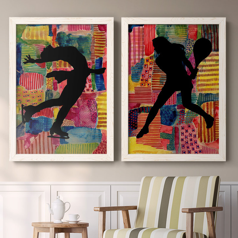 Patchwork Athlète III - Impression sur toile encadrée 2 pièces, Blanc, H 27,5 po x l 75 po x P 1,5 po