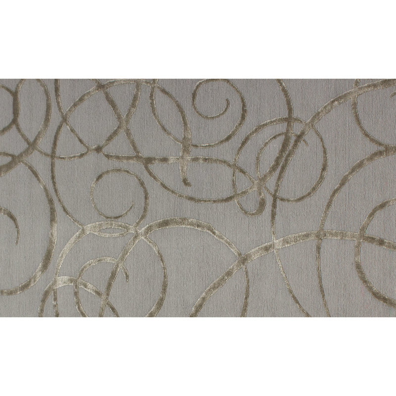 Abstract Area Rug in Pewter/Brown, Rectangle 10' x 14'