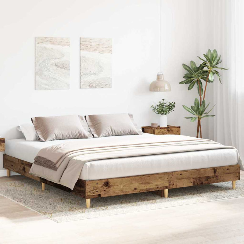 Bed Frame, European Kingsize (160 x 200cm), Old Wood