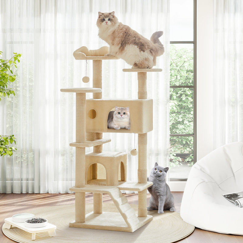 Arbre à chat, tour pour chat à plusieurs niveaux, Beige