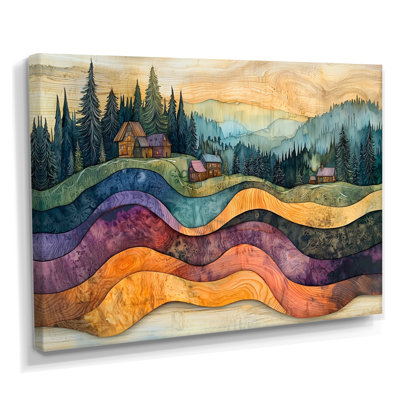 «Native Indian Village In A Forest Landscape I», art mural forêt