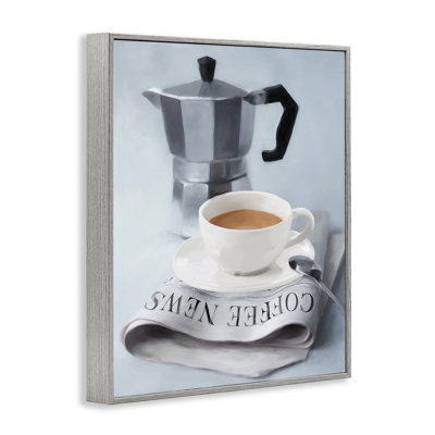 Espresso Coffee & Newspaper Framed Giclee Art, design by Carol Robinson