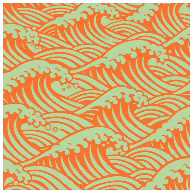 Coussins décoratifs Orange Ocean Waves, 14 x 14 inches