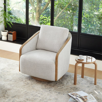 Nieve Upholstered Swivel Barrel Chair