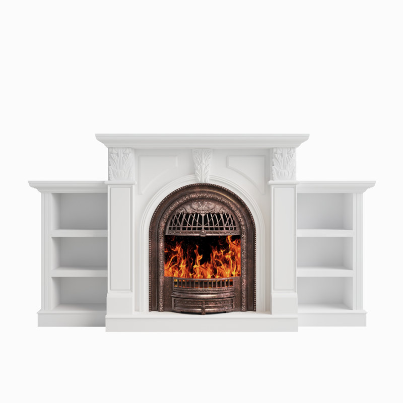 80" W Electric Fireplace Tv Stand With Mantel - Media Console For 90" Tvs, Farmhouse Fireplace With Storage, White/Bronze