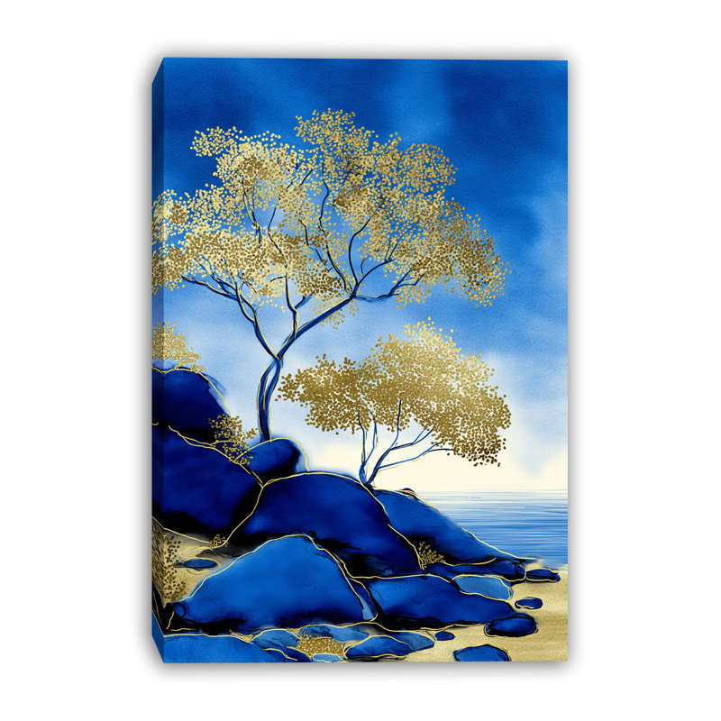 «Blue Coast Serenity Tree», art mural sur toile tendue, H 40 po x l 30 po x P 1,5 po