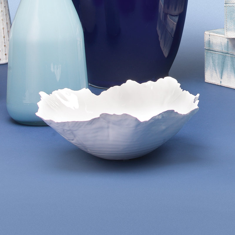 Peony Handmade Ceramic / Porcelain Decorative Bowl, White