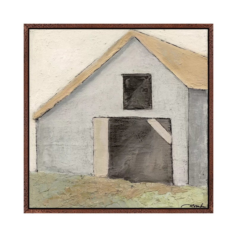 On The Farm IV by Joyce Combs - Painting on Canvas, 66.04 cm H x 66.04 cm W, Classic Brown Wood Framed