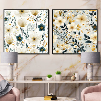 Francoise - Ensemble de 2 collages carrés floraux