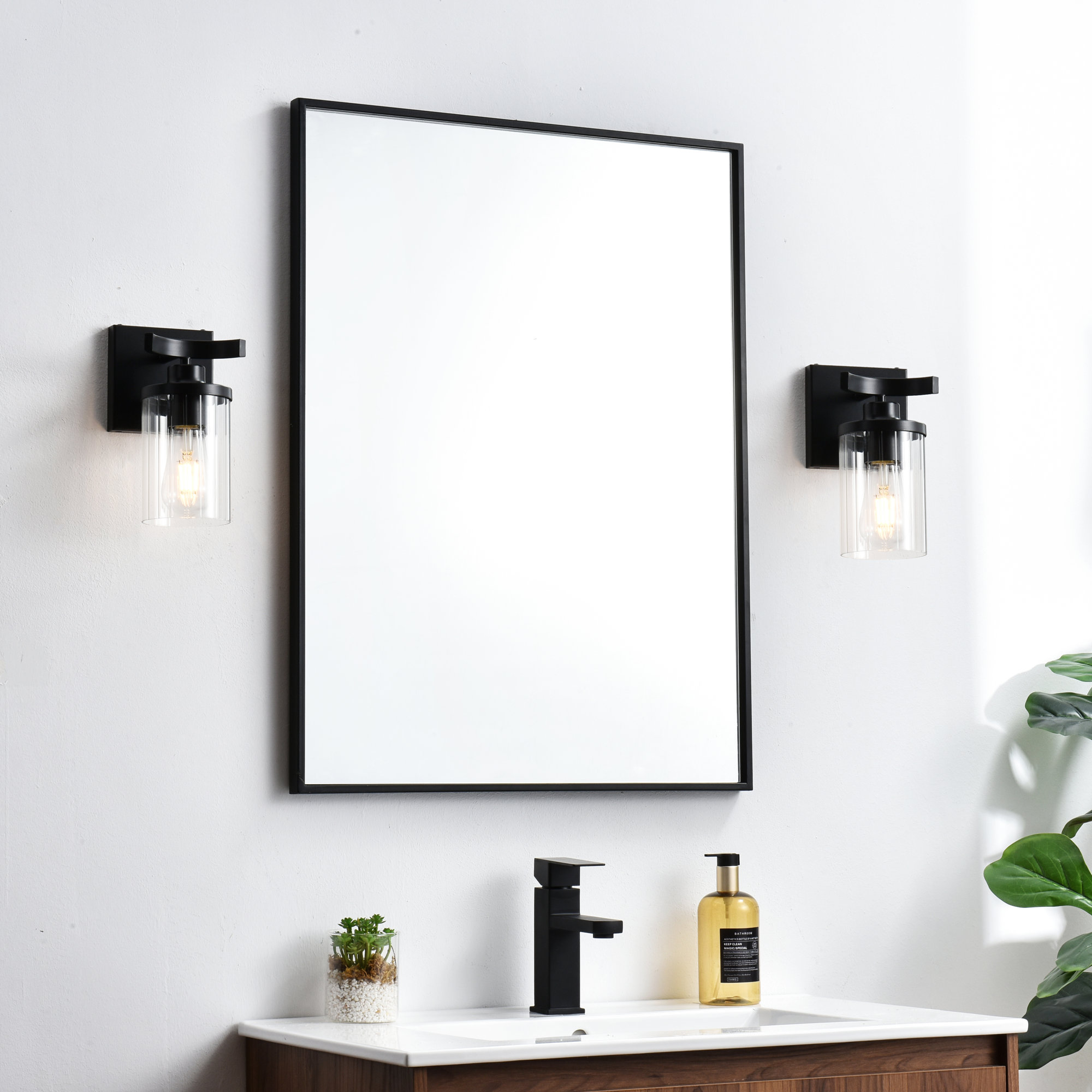 Dariela Dimmable Vanity Light, Black, 2 Lights, 10" H x 12" W x 12" D