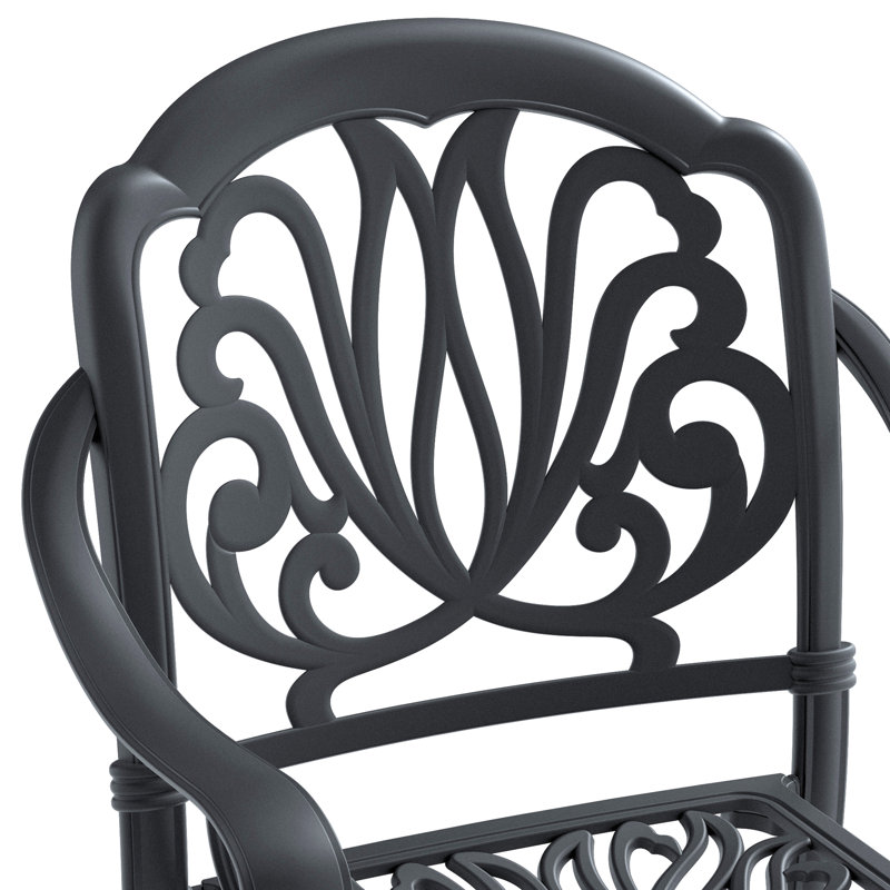 ensemble de 2 pièces en fonte d'aluminium - table ovale, 2 chaises pivotantes et 6 chaises dans un cadre noir résistant aux intempéries