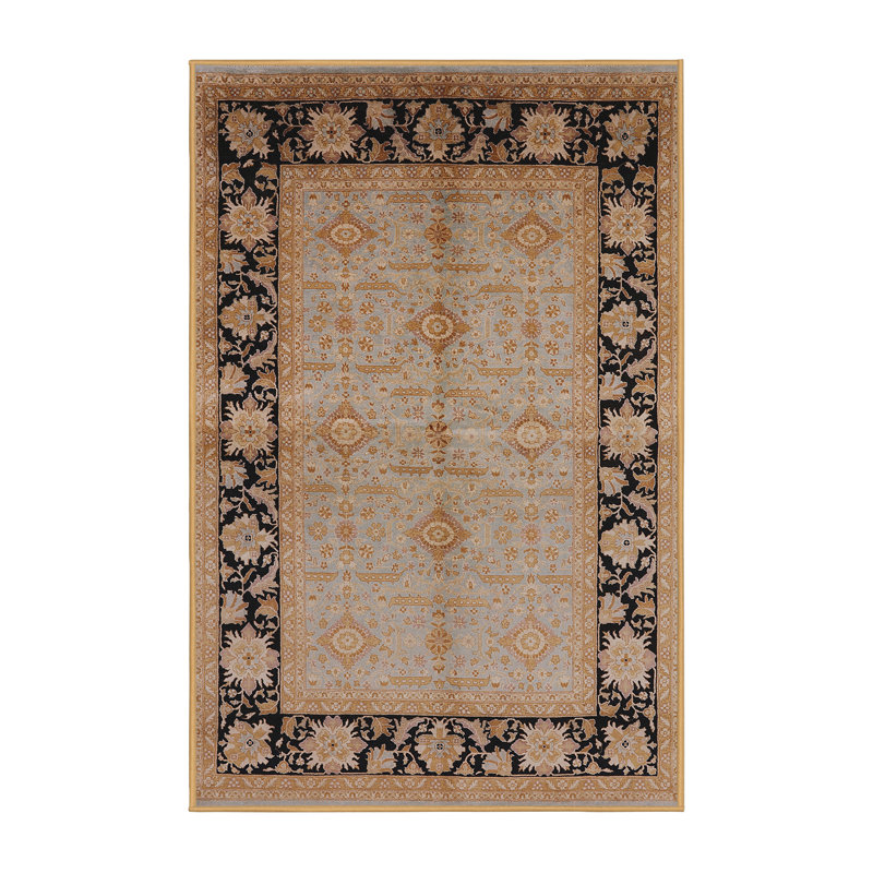 Tapis oriental brun / bleu Raghi, Rectangle 7 pi x 10 pi