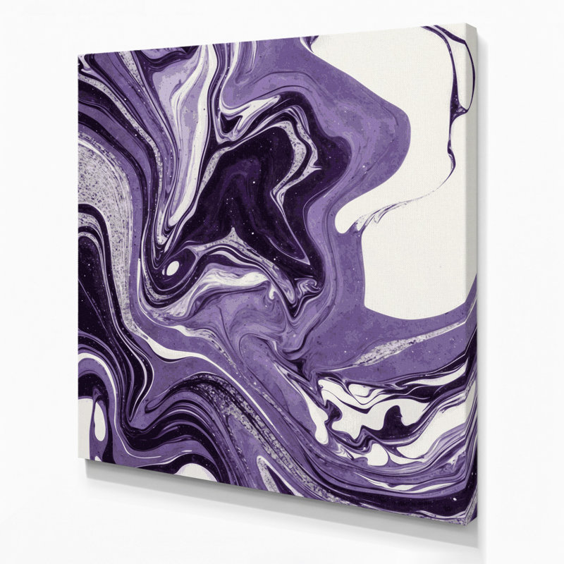 Abstrait art fluide sur toile mauve 4, H 12 po x l 12 po