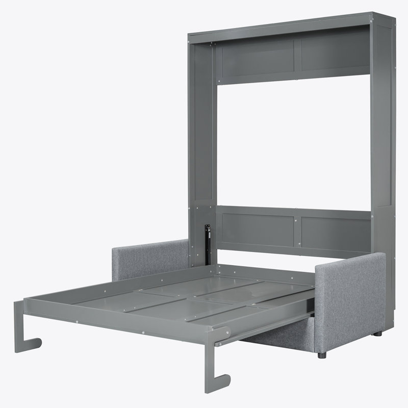 Murphy Bed Wall Bed with Cushion, Gray, Full