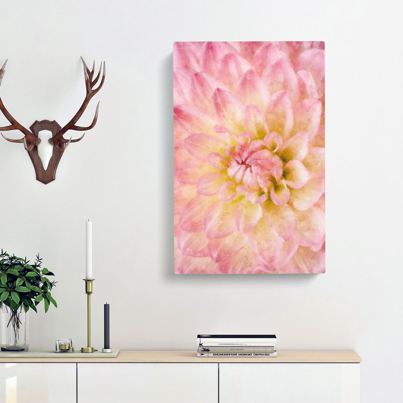 Pink Dahlia Flower Abstract - Wrapped Canvas, 60cm H x 40cm W x 3cm D