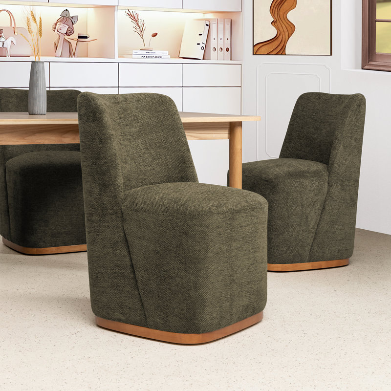Ensemble de chaises de salle à manger 33,5 "avec roulettes (ensemble de 2), Vert