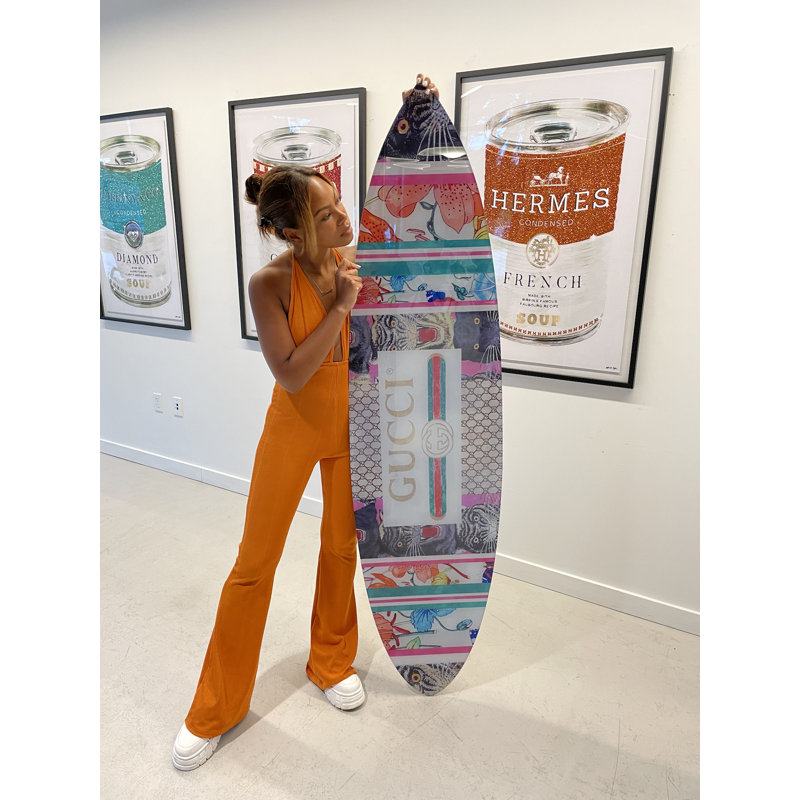 Graffiti Galaxy Surfboard by Katy Hirschfeld - Decorative Surfboard Wall Art Print on Acrylic