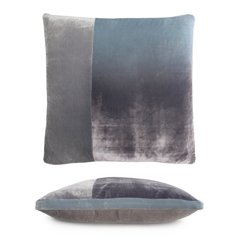 Ombre Large Rectangle Velvet Pillow Cover & Insert, Robin's Egg, 22" H x 22" W 