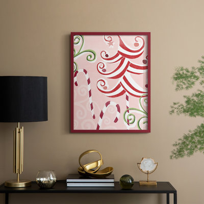 Candy Cane Holiday II Framed Print - Solid Wood