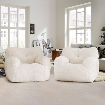 Medium Teddy Fabric Bean Bag Chair (Set of 2) by Trule