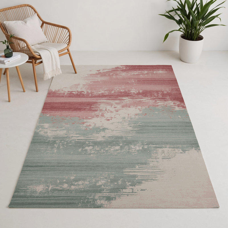 Watercolor Gray Indoor and Outdoor Area Rug, Rectangle 9' x 12'