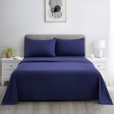 Ensemble de draps en coton 4 pièces avec housse de coussin en coton uni et percutant 4 pièces Marina