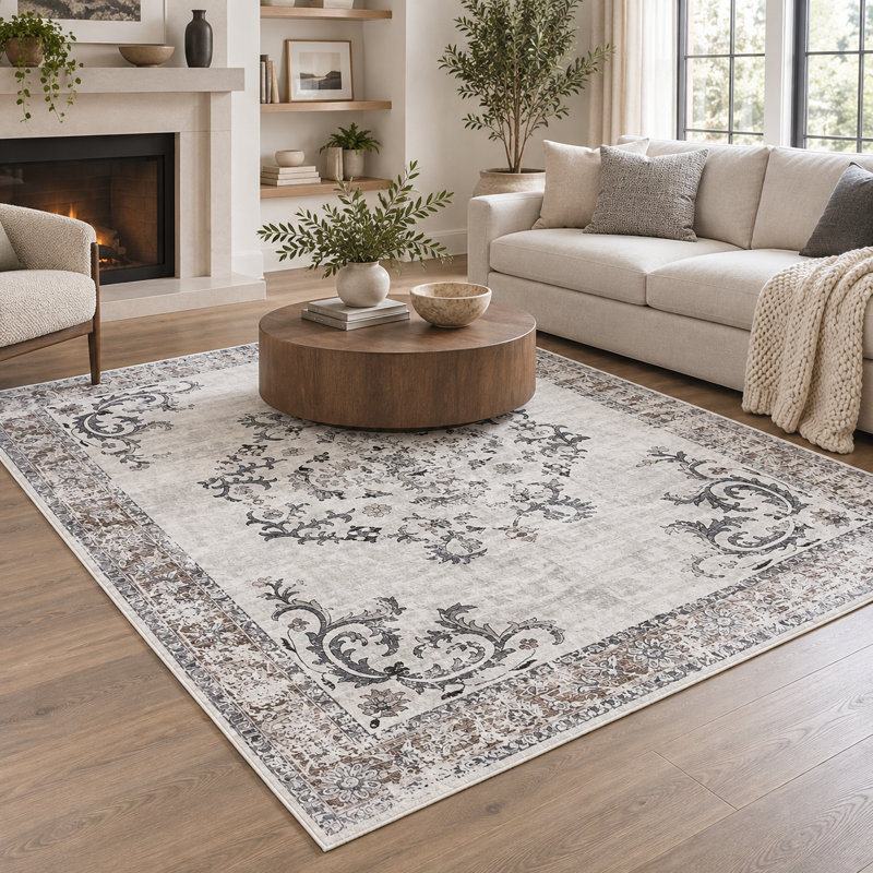 Tapis oriental neutre antidérapant Laiden pour salon, chambre à coucher, tapis de couloir d'intérieur