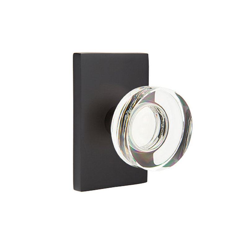 Ensemble de boutons de confidentialité Emtek avec rosette rectangulaire moderne et poignée moderne en verre à disque