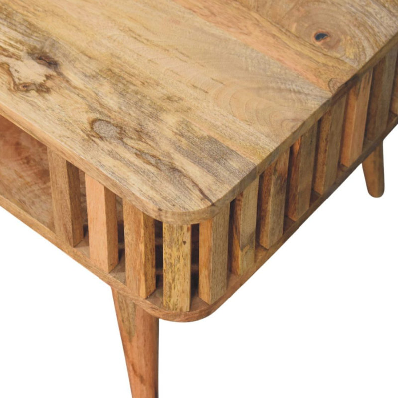 Solid Wood Slatted Oak-Ish Coffee Table