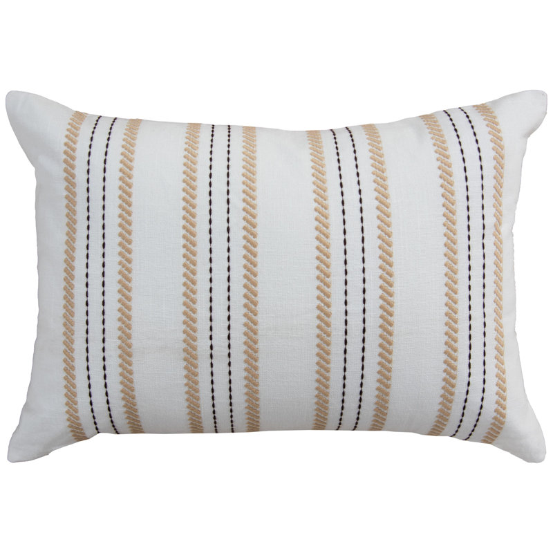 100% Cotton Down Filled Throw Pillow, Polyester, Black/White/Ivory