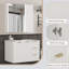 Meuble-lavabo flottant avec lavabo et armoire à pharmacie avec lumière DEL-1387967727-1387967726